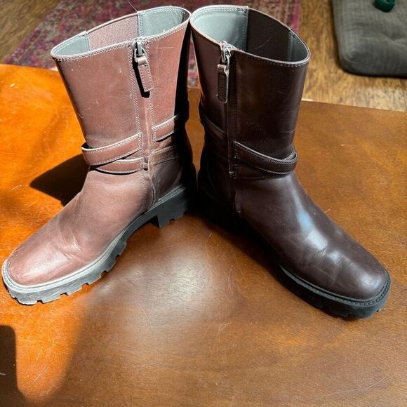 Franco Sarto Emerson Lug Sole Moto Boots in Brown Size 8.5 - Picture 6 of 6